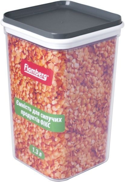 Ємність для сипучих ФІКС з сірою кришкою 1,3 л Flamberg