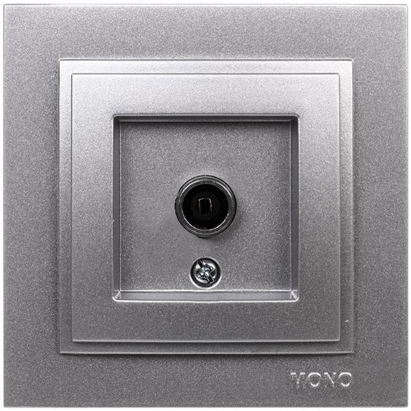 Розетка TV прохідна із заземленням Mono Despina без шторок без кришки сріблястий 102-212105-137