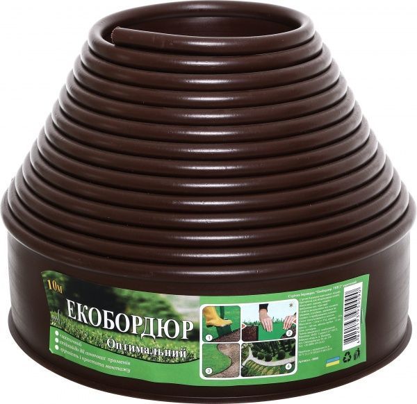 Бордюрная лента Экобордюр 1000x10,5 см коричневая