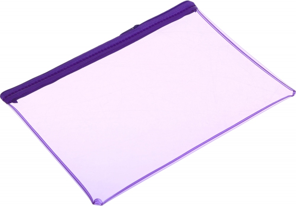 Пенал школьный на замке ПВХ NINGBO JOHNSHEN STATIONERY CO.,LTD прозрачный с сиреневым