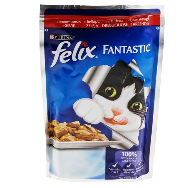 Корм Felix Fantastic з яловичиною у желе 100 г