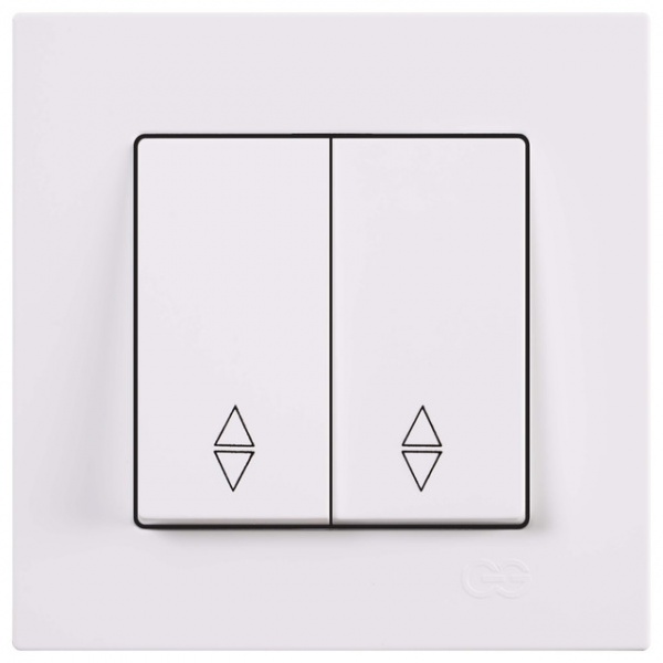 Вимикач прохідний двоклавішний Gunsan Eqona без підсвітки білий 01 40 11 00 100 109