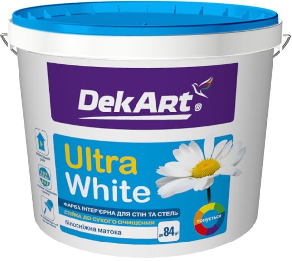 Фарба акрилова DekArt Ultra White мат білий 4кг