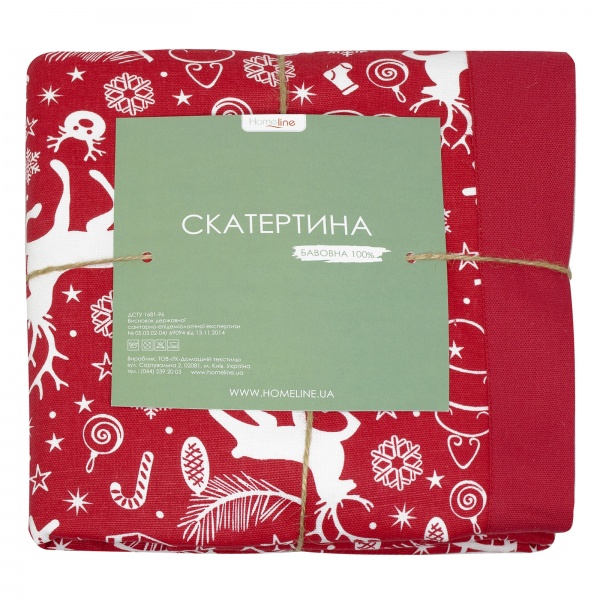 Скатерть 140x220 см красный с рисунком Homeline 