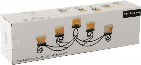 Свічник на 5 свічок Орнамент 52x11x19 см