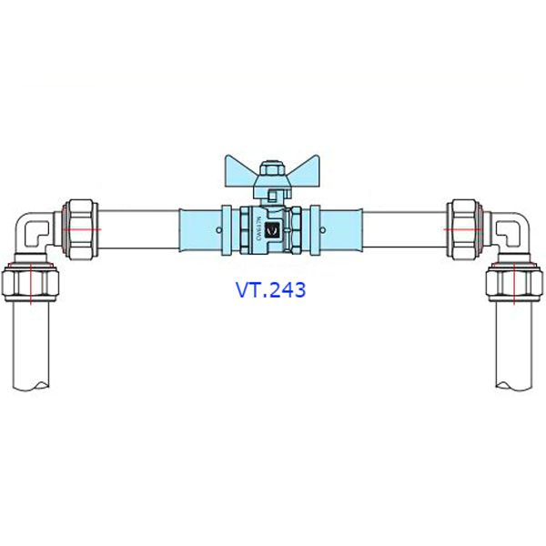 Кран шаровой Valtec под пресс (ручка-бабочка) 16 VT.243.N.1616