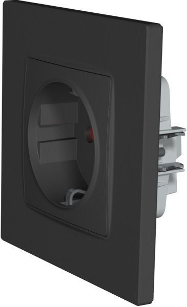 Розетка із заземленням Plank Electrotechnic Classic/Nordic зі шторками антрацит PLK0521241