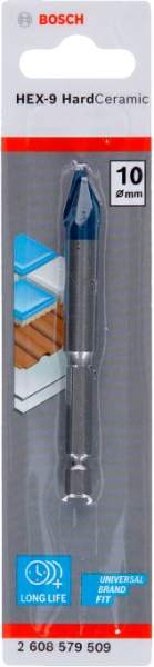 Свердло для плитки Bosch HEX-9 HardCeramic 10x90 мм 1 шт. 2608579509
