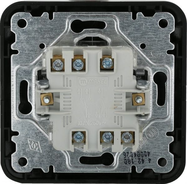 Выключатель проходной двухклавишный Makel Lillium Natural без подсветки 10 А 250В черный