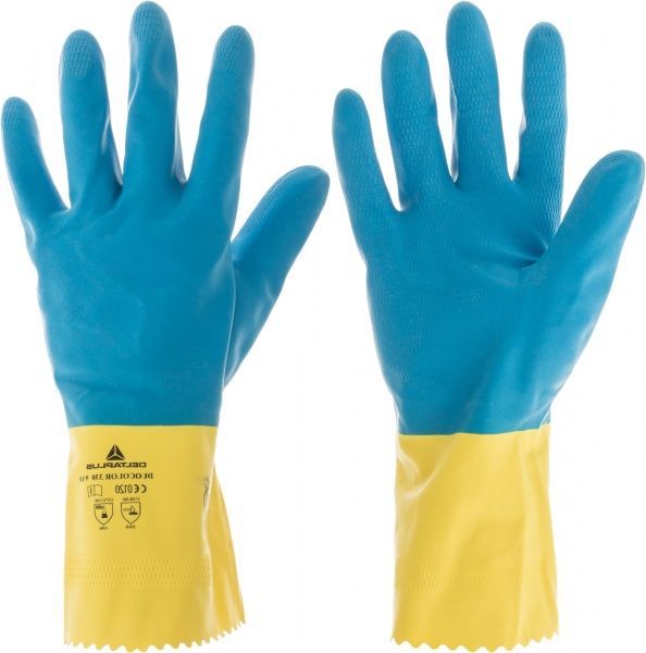 Перчатки Delta Plus с двойным латексом с хлопчатобумажной подкладкой с покрытием латекс L (9) VE330BJ09