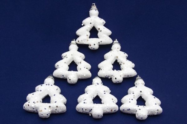 Набор елочных игрушек Елочки с блестками 200121 7 см 6 шт./уп. 