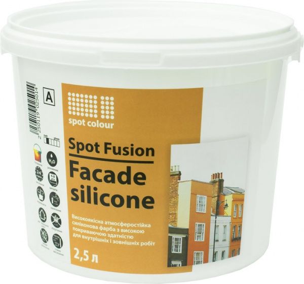 Фарба силіконова водоемульсійна Spot Colour Fusion Facade Silicone мат білий 2.5л 