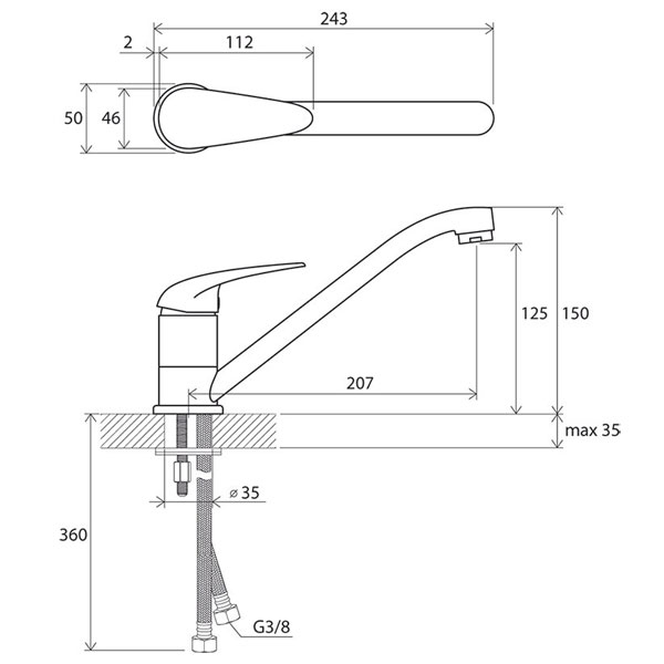 Змішувач для кухні Ravak Susan SN 016.00