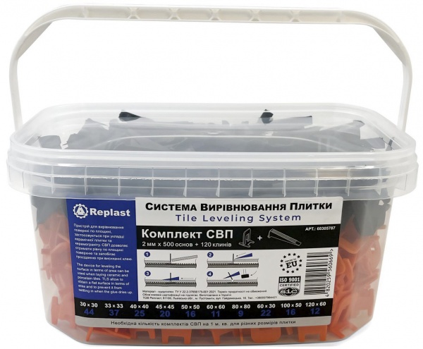 Набор СВП Replast 500 основ + 120 клинов 2 мм 620 шт./уп (CL 204150)