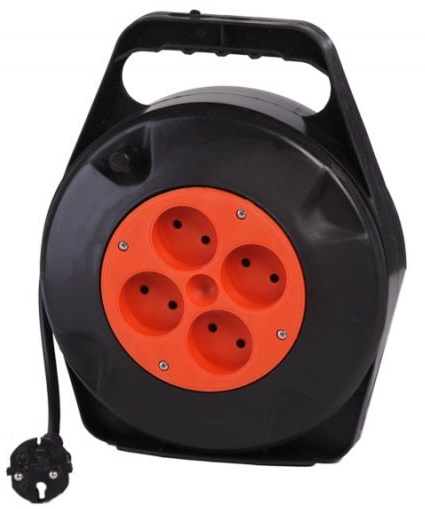 Подовжувач садовий Леміра без заземлення 4 гн. чорний із червоним 10 м У16-02 2х1,0