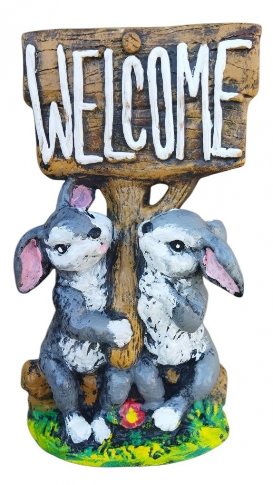Скульптура садова Наша Кераміка Зайці пара Welcome