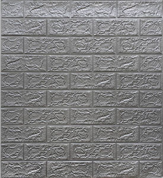 3D Панелі ПВХ самоклеюча цегла срібло 0.539 кв. м.