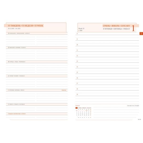 Щоденник А5 City 2021 червоний Leo Planner