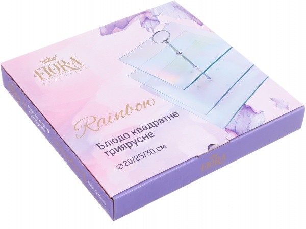 Блюдо квадратне 3-х ярусне Rainbow Fiora 