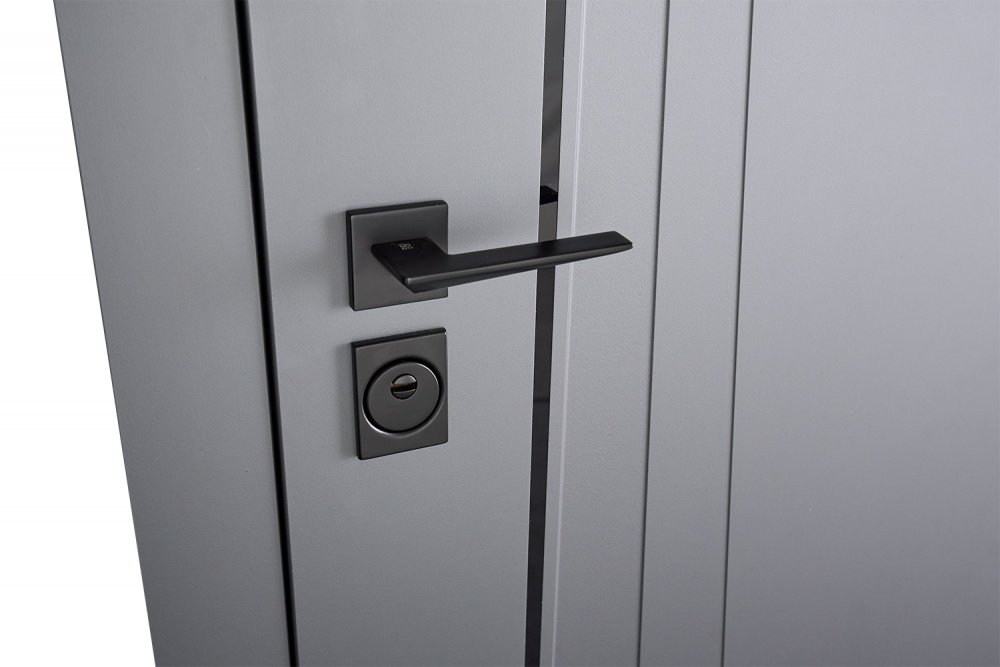 Дверь входная Abwehr КС (562+544) 086L (АСФ)+(СМБ) зеркало асфальт / белый супермат 2050х860 мм левая