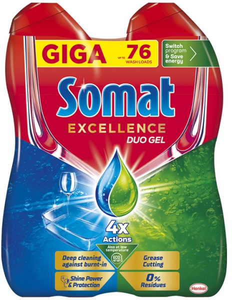 Гель для ПММ Somat Excellence Duo Gel Антижир 684+684 мл