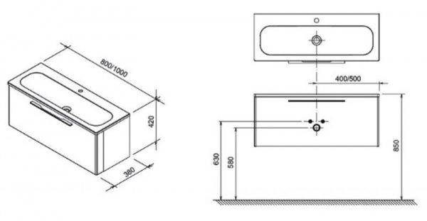 Тумба підвісна Ravak Ring SD 800 біла X000000767 під умивальник Ring 800