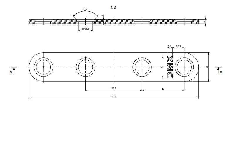 Пластина перфорированная узкая Domax FLW 80 76,5х13х2 мм