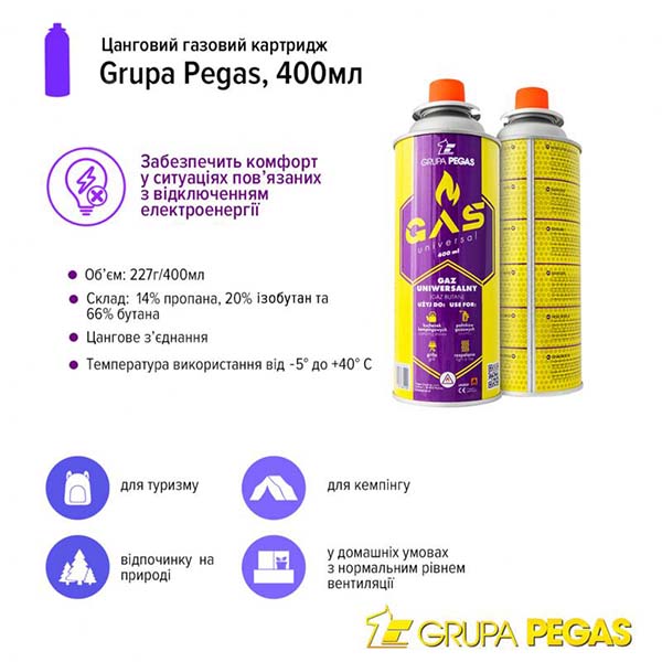 Картридж газовий Pegas Grupa 400 мл 82109