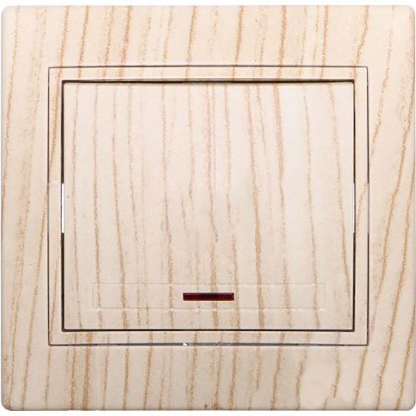 Выключатель одноклавишный Lezard Mira с подсветкой 220В дуб беленый матовый 701-5252-111