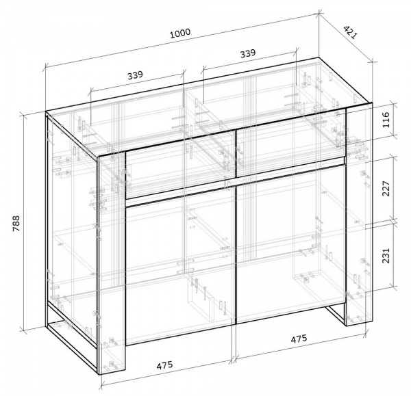 Комод Грейд Combo №3 1000х788х421 мм дуб эвок прибрежный /дуб эвок прибрежный/графит серый 