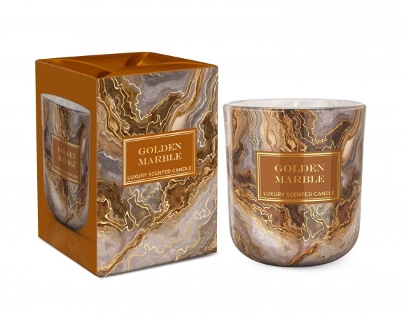 Свеча в стакане Золотой мрамор (стекло 150 г) Bartek Candles
