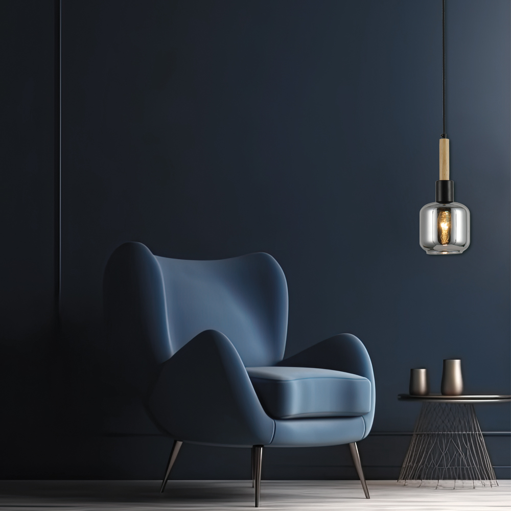 Люстра підвісна ARDERO Denver E14 чорний/дерево BL1433-1