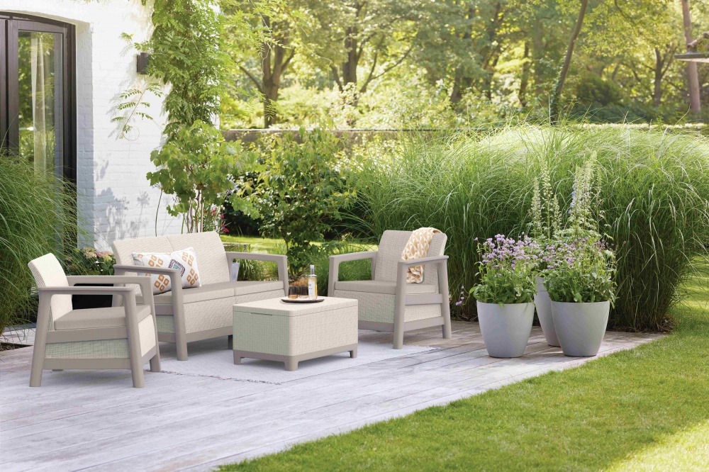 Комплект мебели Keter Scandi Linea на 4 персоны серый/бежевый