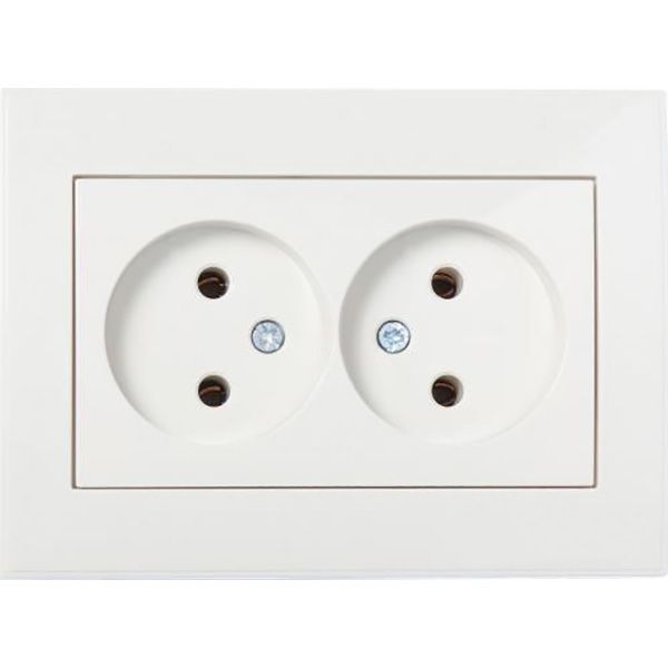 Розетка двойная Lezard Rain крем 703-0303-128B