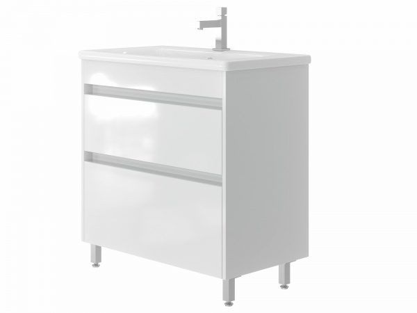 Тумба напольная ЮВЕНТА Luton - 80 белая с умывальником Soft-80