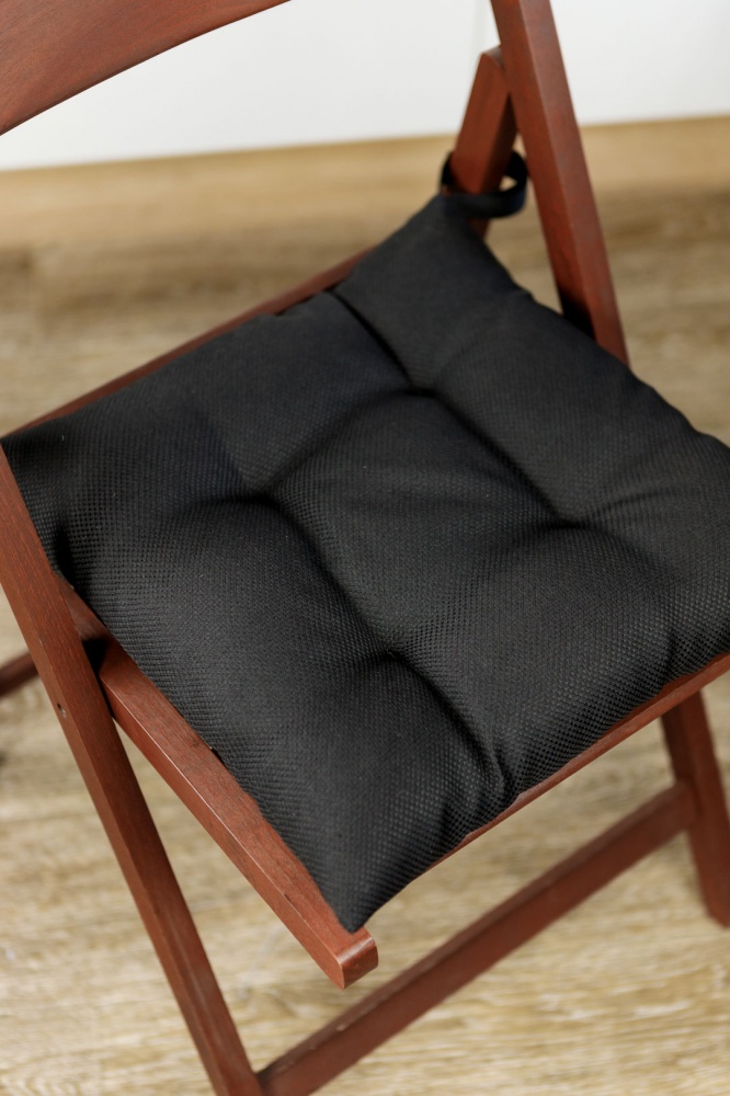 Подушка на стілець 40х40 см LEON чорна на липучці Прованс