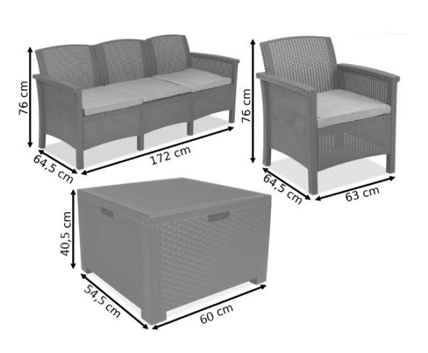 Комплект меблів Bica Venezia 3 сірий 9168.4