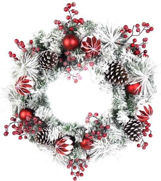 Вінок хвойний Art Trend Creation Limited з ягідками, шишками та кульками d600 мм HA24-91498 
