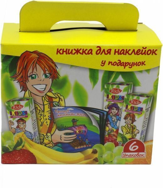 Нектар Rich набір асорті зі стікербуком 6 шт. 200 мл