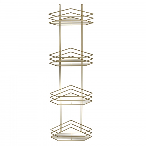 Полка для ванной Украина угловая 25 см 4-ярусная 3-контурная золото 