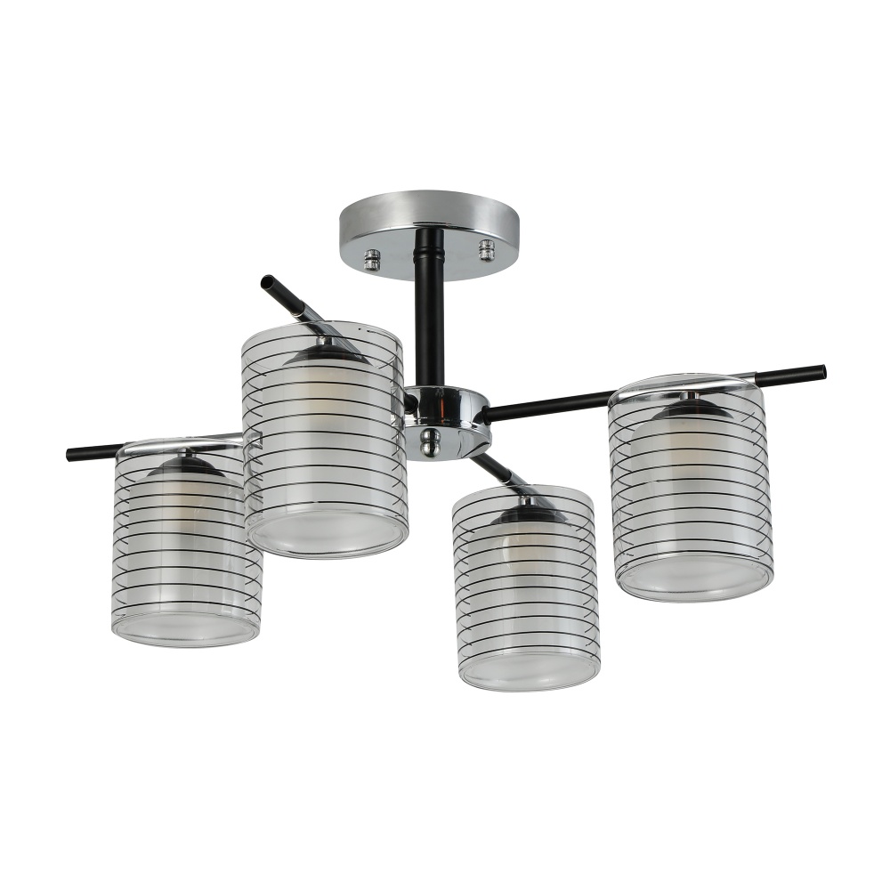 Люстра Miorro Bruno 515х515х265 мм метал/скло 4x40 Вт E27 чорний 51-311-131