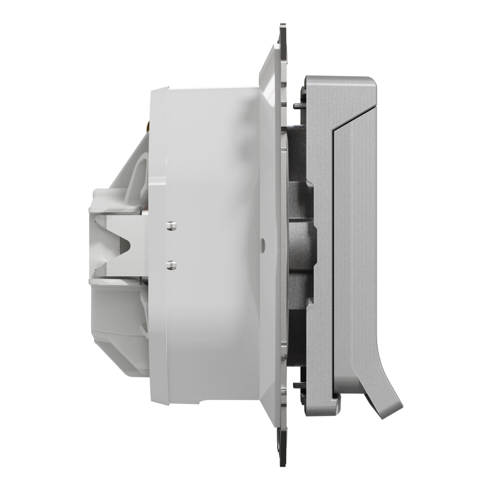 Розетка силовая с заземлением Schneider Electric Sedna Design со шторками с крышкой алюминий SDD213024