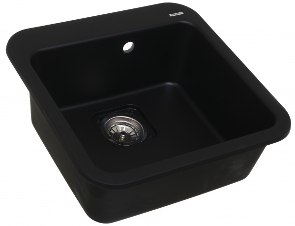 Мойка для кухни ScandiSPA Cube 500 черная с сифоном 