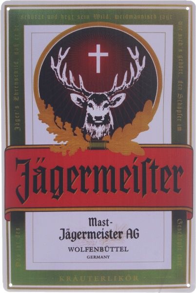 Табличка жестяная печатная Jagermeister 30x20 см разноцветный 
