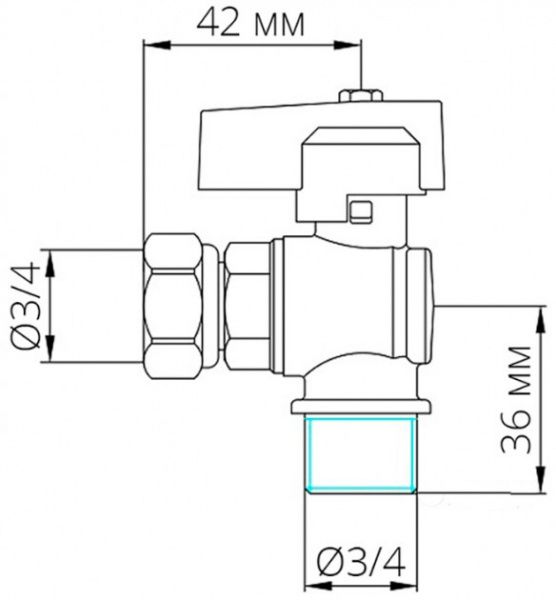 Кран шаровой Bianchi американка угловой 3/4