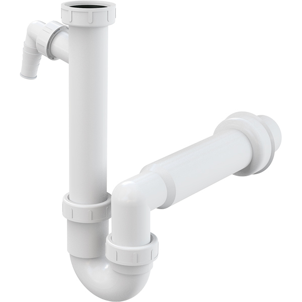 Сифон для кухонной мойки Alca Plast d50 с накидной гайкой 6/4 и подводкой