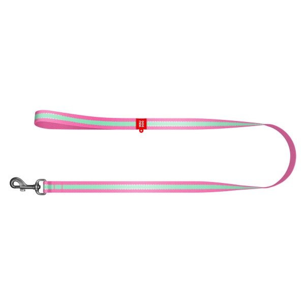 Поводок WAUDOG Nylon светонакопительный 2х122 см розовый