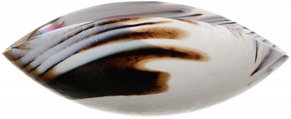 Фруктовница Yalos Murano FILIGRANA MONE 23 см слоновая кость с коричневой филигранью и перламутровым эффектом 