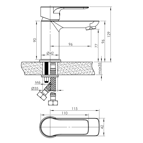 Змішувач для умивальника Imprese HORAK, хром, 35 мм
