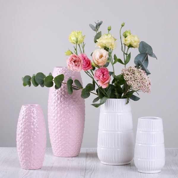 Ваза керамическая розовая 12,9х31 см Dehua